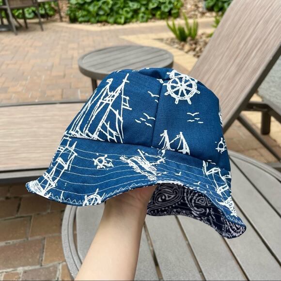 Handmade Reversible Bandana Bucket Hat/Sailing Boat&Bandanas SKU 88777 - Picture 5 of 16